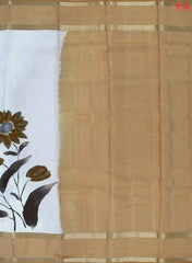 Dove White Printed Silk Saree