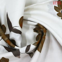 Dove White Printed Silk Saree