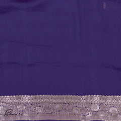 Indigo Blue Banarasi Habutai Satin Saree