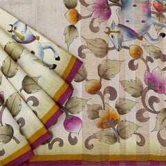 Buttermilk Beige Tussar Silk Saree