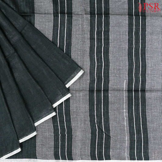Dark Green Linen Saree