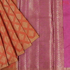 Dark Orange Banaras Tussar Silk Saree