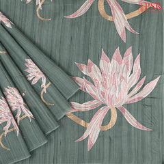 Harbour Grey Kosa Embroidery Saree