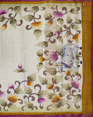 Buttermilk Beige Tussar Silk Saree