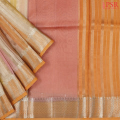 Beige & Orange Semi Chiniya Saree