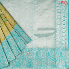 Olive Yellow Kanchipuram Jacquard Silk Saree