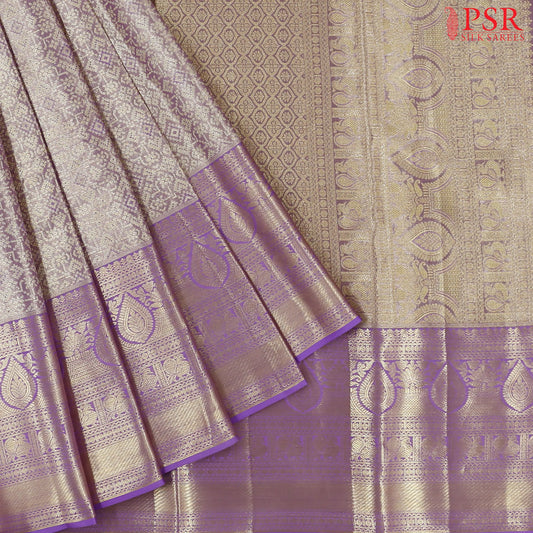 Pastel Lavender Kanchipuram Tissue Silk Saree
