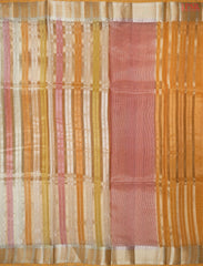 Beige & Orange Semi Chiniya Saree
