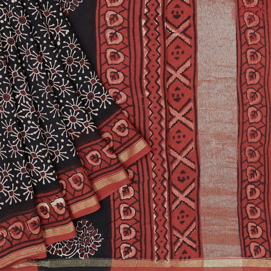 Black Printed Jaipur Cotton Saree