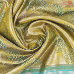 Olive Yellow Kanchipuram Jacquard Silk Saree