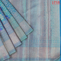 Peacock Blue Kanchipuram Jacquard Silk Saree