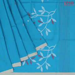 Aqua Azure Blue Byloom Cotton Saree