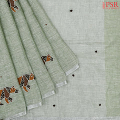 Sage Green Linen Saree