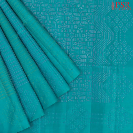 Dark Tiffany Blue Soft Silk Saree