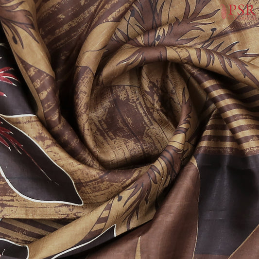 Tortilla Brown Kadhi Tussar Silk Saree