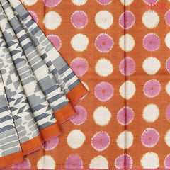 Light Beige & Grey Kadhi Tussar Silk Saree