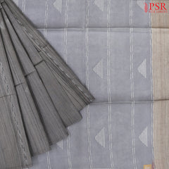 Dark Grey Kadhi Tussar Silk Saree
