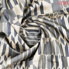 Light Beige & Grey Kadhi Tussar Silk Saree