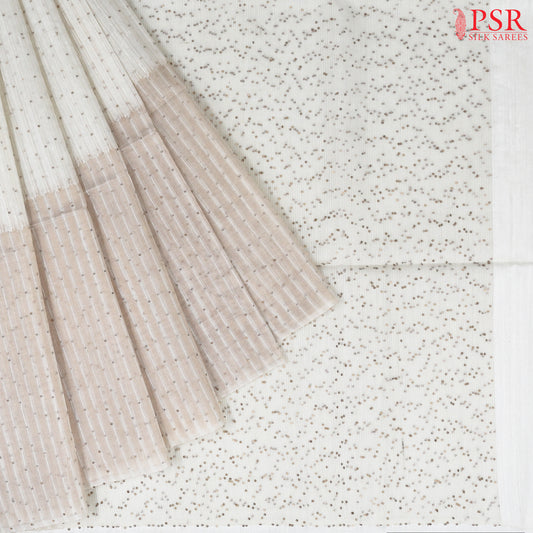 Floral White Kadhi Tussar Silk Saree