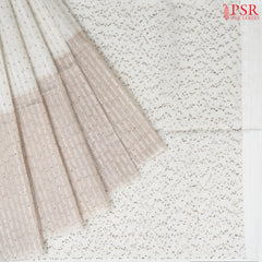 Floral White Kadhi Tussar Silk Saree