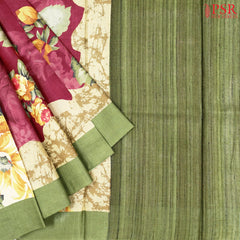 Aesthetic Maroon Kadhi Tussar Silk Saree