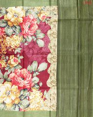 Aesthetic Maroon Kadhi Tussar Silk Saree