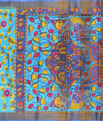 Cerulean Blue Kadhi Tussar Silk Saree