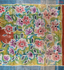 Green & Olive Kadhi Ghicha Tussar Silk Saree