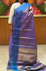 Peacock Blue Kanchipuram Silk Saree