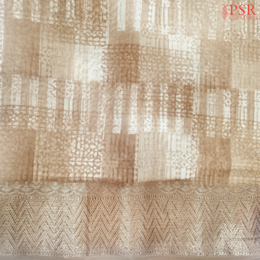 Light Brown Chanderi Silk Cotton Running Material