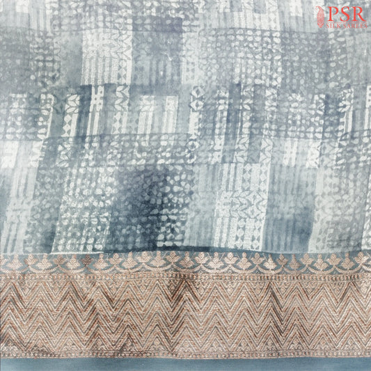Blue Grey Chanderi Silk Cotton Running Material