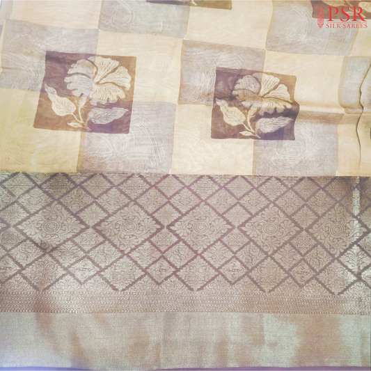 Mustard & Brown Chanderi Silk Cotton Running Material