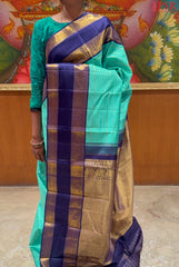 Turquoise Blue Kanchipuram Silk Saree