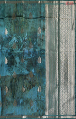 Cerulean Blue Chiniya Silk Saree