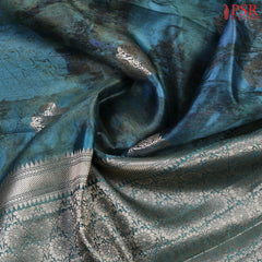 Cerulean Blue Chiniya Silk Saree