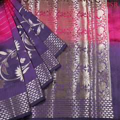 Violet Pink & Taupe Chiniya Silk Saree