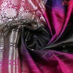 Violet Pink & Taupe Chiniya Silk Saree