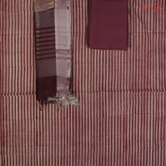 Burgundy & Beige Chanderi Patta Cotton Dress Material