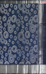 Navy Blue Chiniya Silk Saree