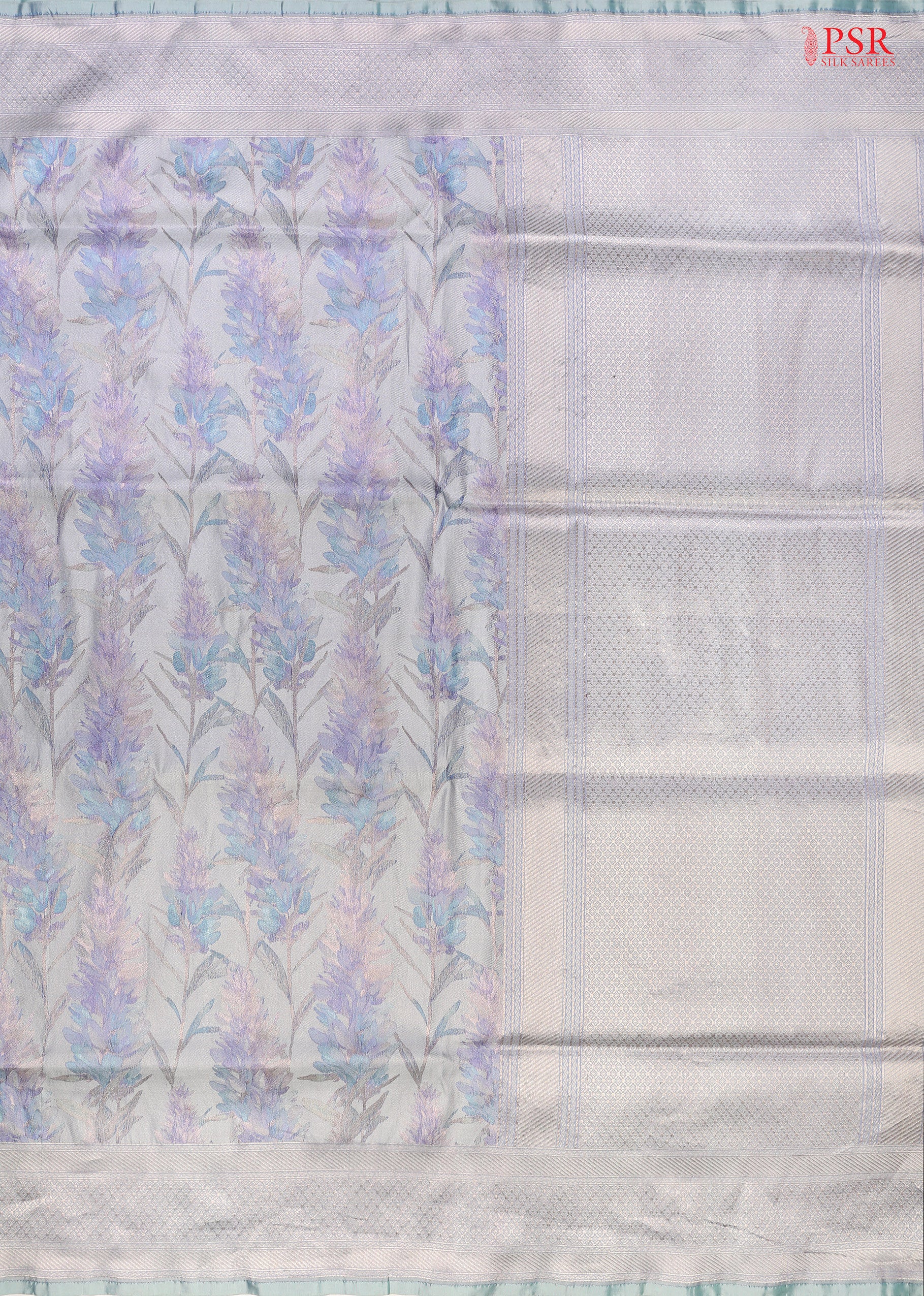 PSR Silk Sarees presents an exquisite Iceberg Blue Pashmina Tissue Silk Saree, a perfect blend of grace and tradition.