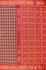 PSR Silks brings you a breathtaking Midnight Blue & Beige Pochampally Ikkat Silk Saree,