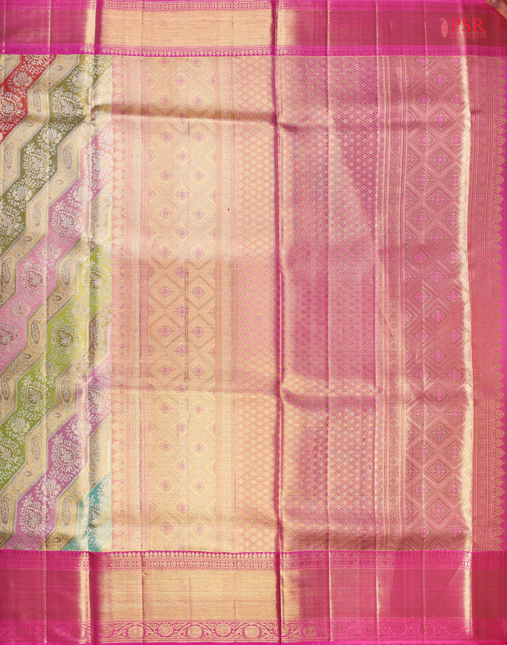 Magenta Tissue Pink pallu featuring grand traditional zari craftsmanship