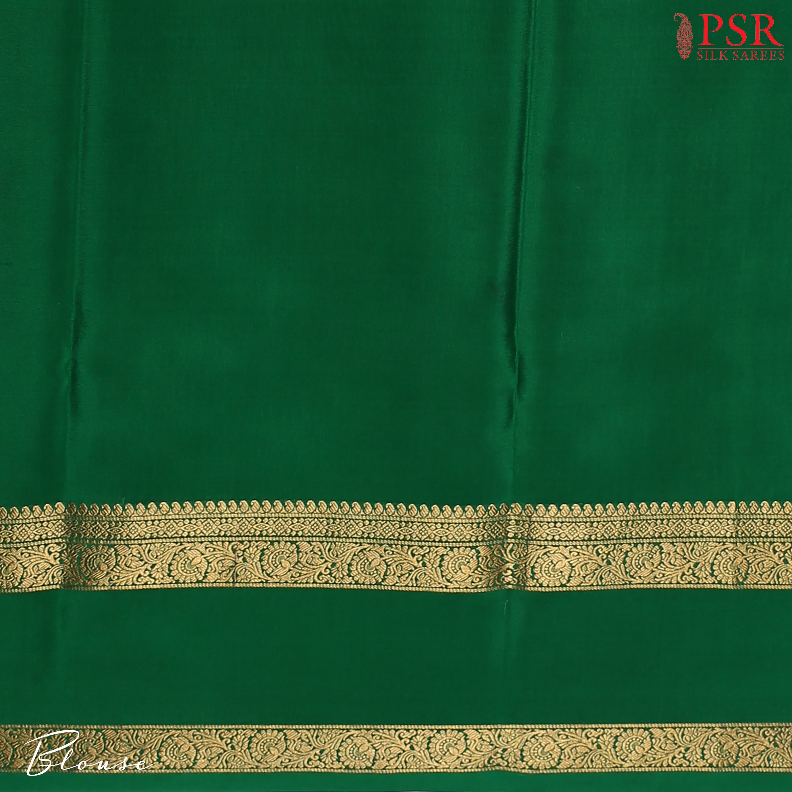 PSR Silks presents a Red colored Mysore Silk saree with combination of Emerald Green color.