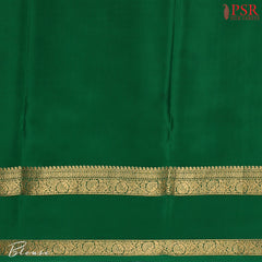 PSR Silks presents a Red colored Mysore Silk saree with combination of Emerald Green color.
