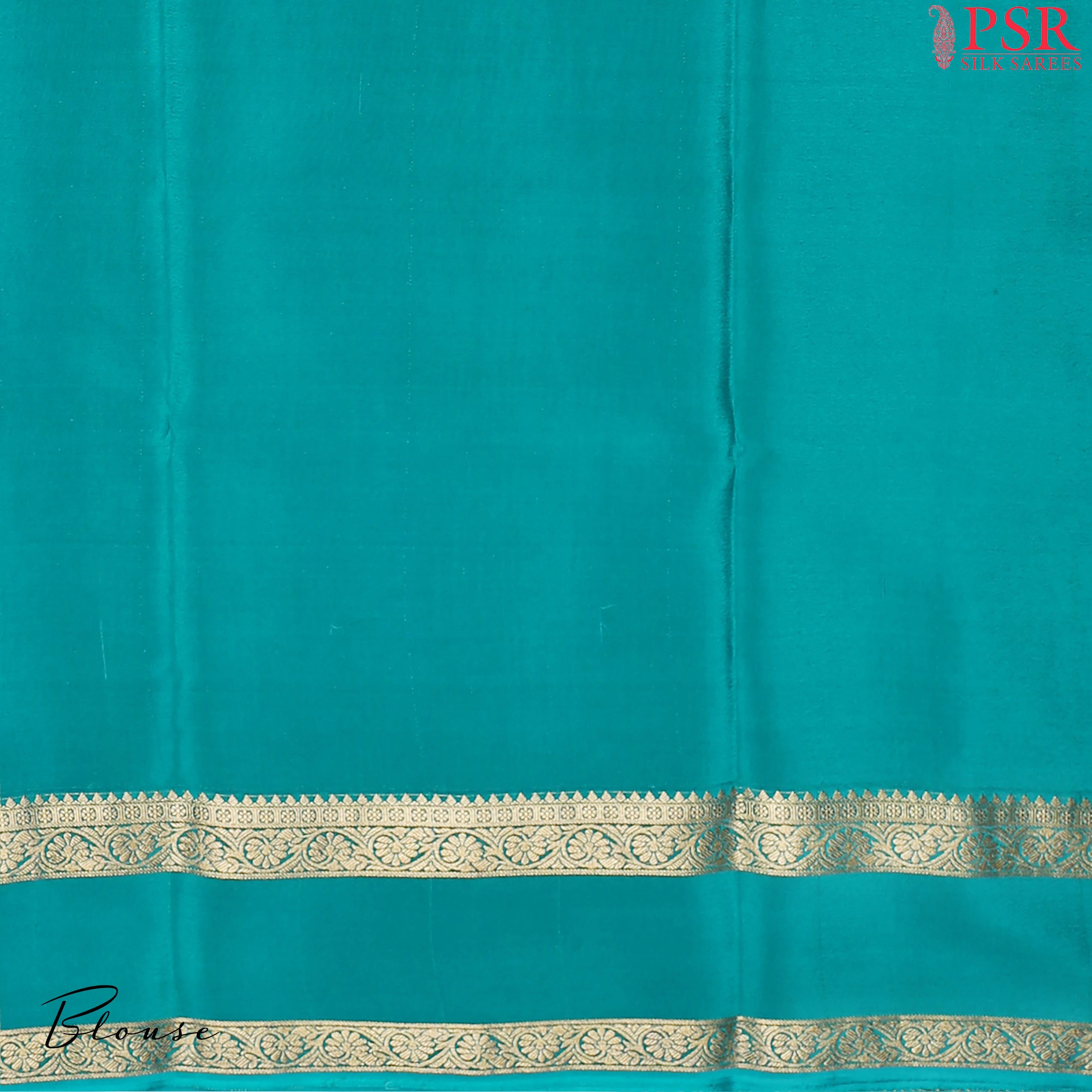 Step into elegance with PSR Silks' captivating Tyrian Purple Mysore Silk saree, paired with a striking Turquoise Cyan combination!