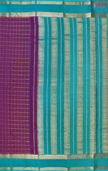 Step into elegance with PSR Silks' captivating Tyrian Purple Mysore Silk saree, paired with a striking Turquoise Cyan combination!