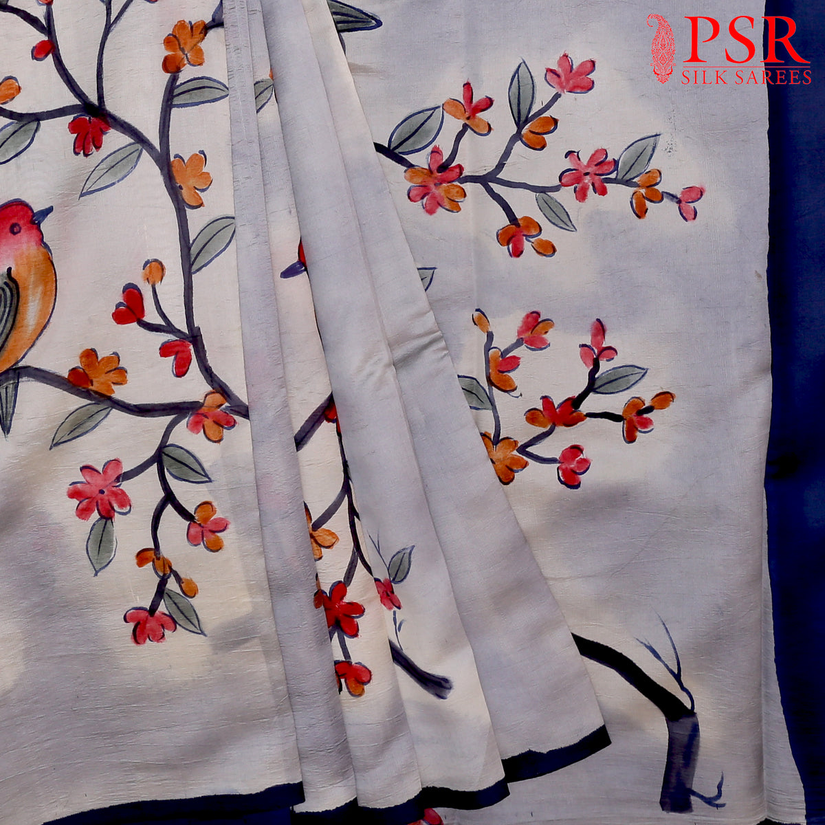 Beige & Grey Murshidabad Silk Saree