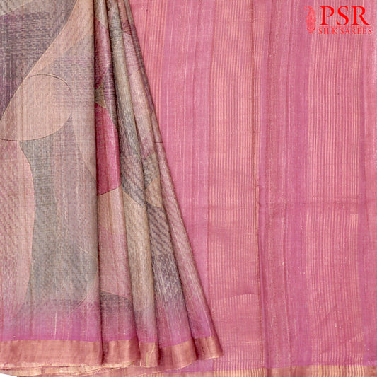 Dark Grey & Dark Purple Kadhi Tussar Silk Saree
