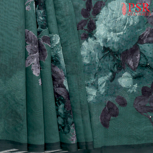 Dark Green Silk Cotton Saree