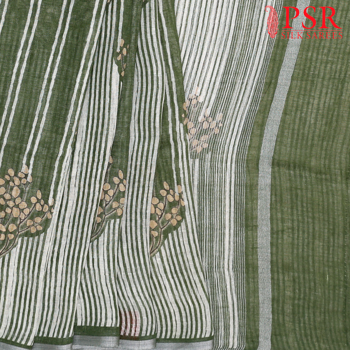 Pickle Green Linen Saree